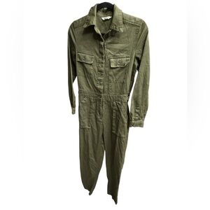 Max Studio Women’s Military Cargo Jumpsuit in Olive Green, Sz XS